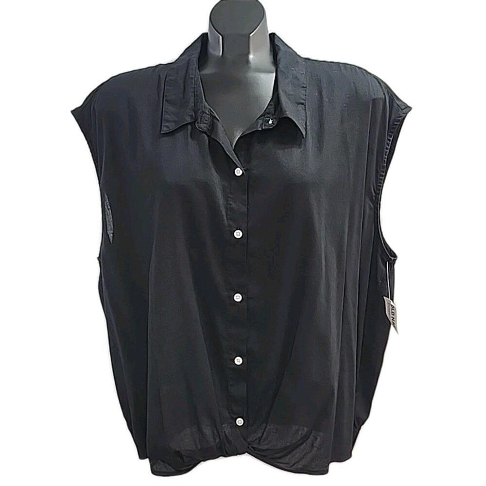 Old Navy Shirt Blouse Dolman Sleeve Twist Front Black Women Sz XL Tall NEW